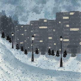 Снег в городе