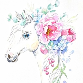 Лошадь Акварель