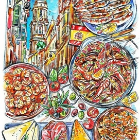 Сувенирная открытка "Кухня Испании"