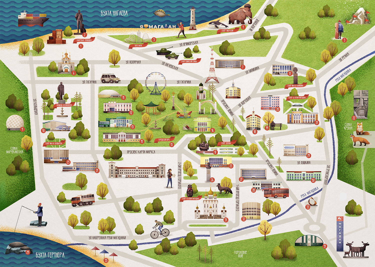 Карта Магадана