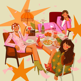 Новогодняя открытка в стиле flat