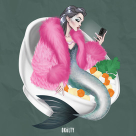 Иллюстрация «Селёдка под шубой» в фэшн стилизации