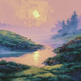 рассвет, туман