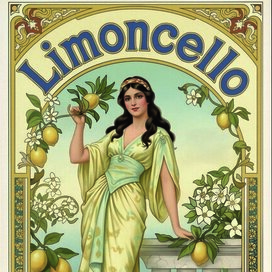 этикетка для напитка limoncello
