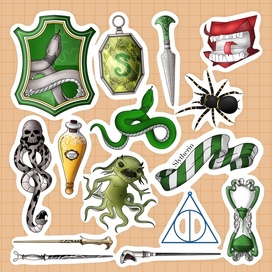 Стикерпак "Гарри Поттер": "Факультет Слизерин"