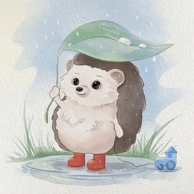 Ежик под листиком