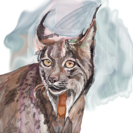 Рысь в акварельном стиле