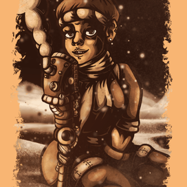 Девушка посреди снежной пустыни