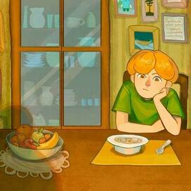 "Горячий суп" иллюстрация к стиху Натальи Пивоварчик