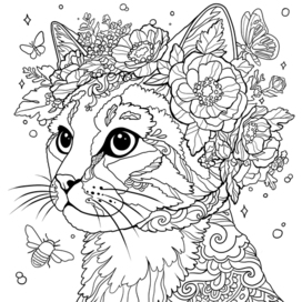 Кошка. раскраска анти-стресс