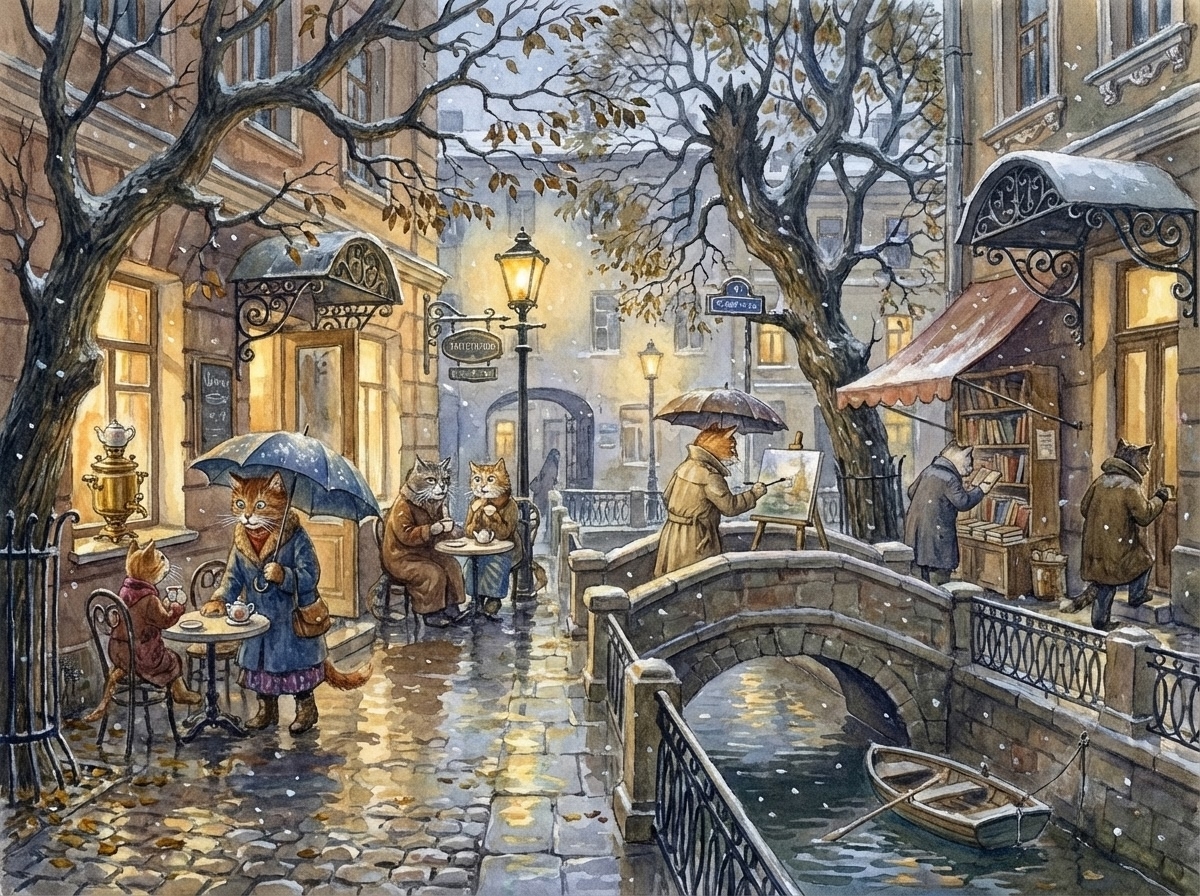 На набережной осеннего канала