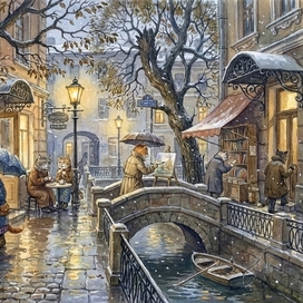 На набережной осеннего канала