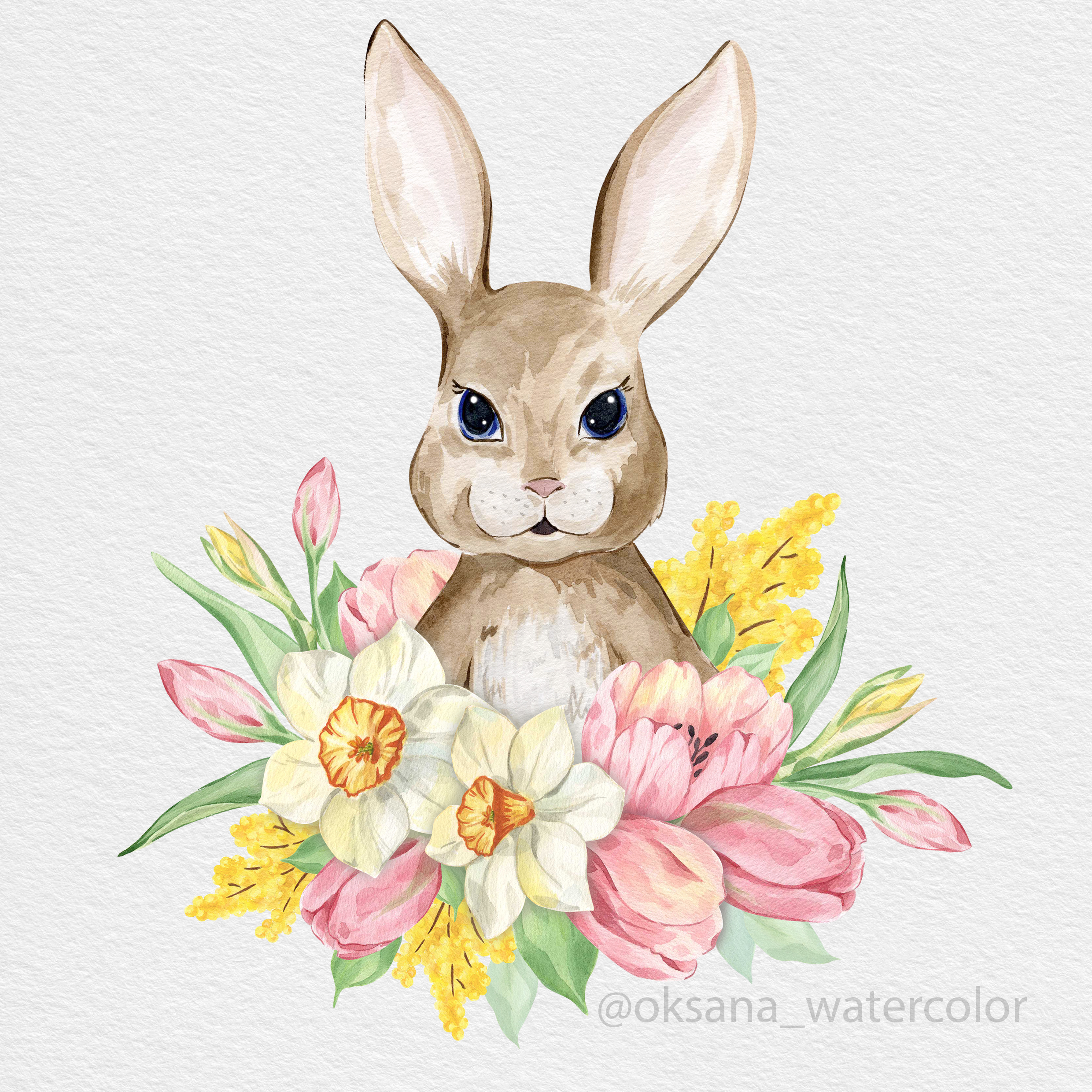 Весенний пасхальный кролик в цветах