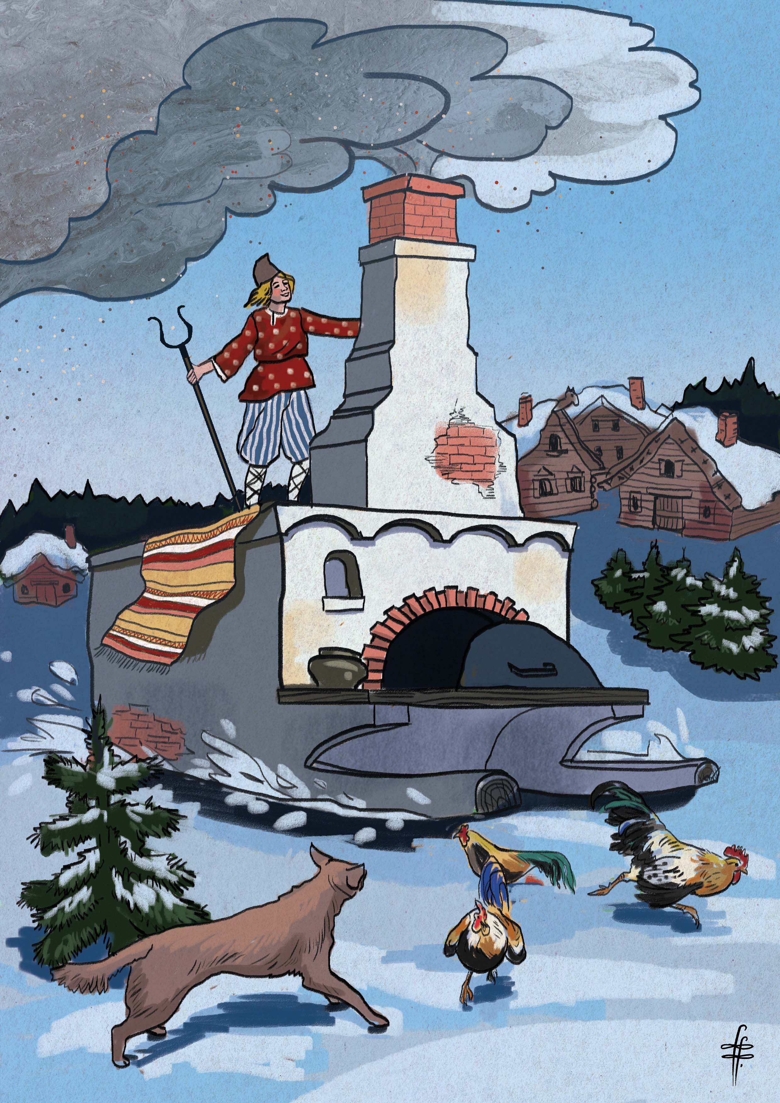 Емеля едет на печи