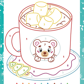 Раскраскат новогодняя кружка с мишкой 