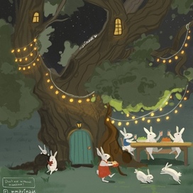 Открытка с кроликами