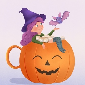 Осенняя иллюстрация для открытки или стикера