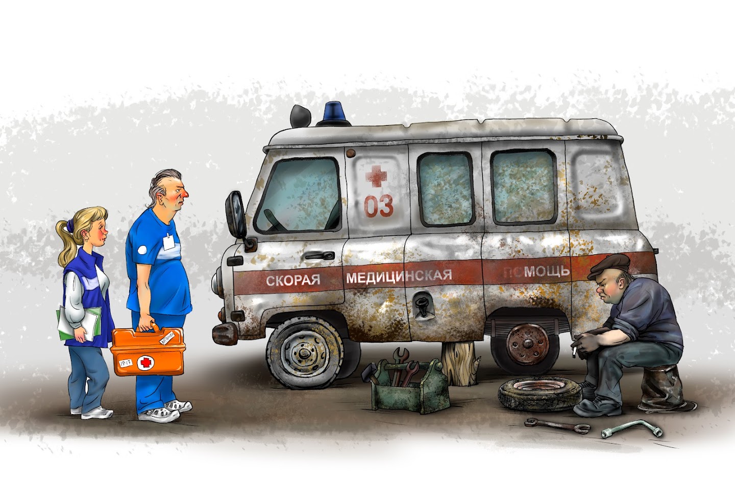 Иллюстрация ко дню работника скорой помощи.