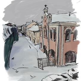 Вид на Апраксин двор из окна мастерской.