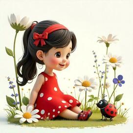 девочка и божья коровка