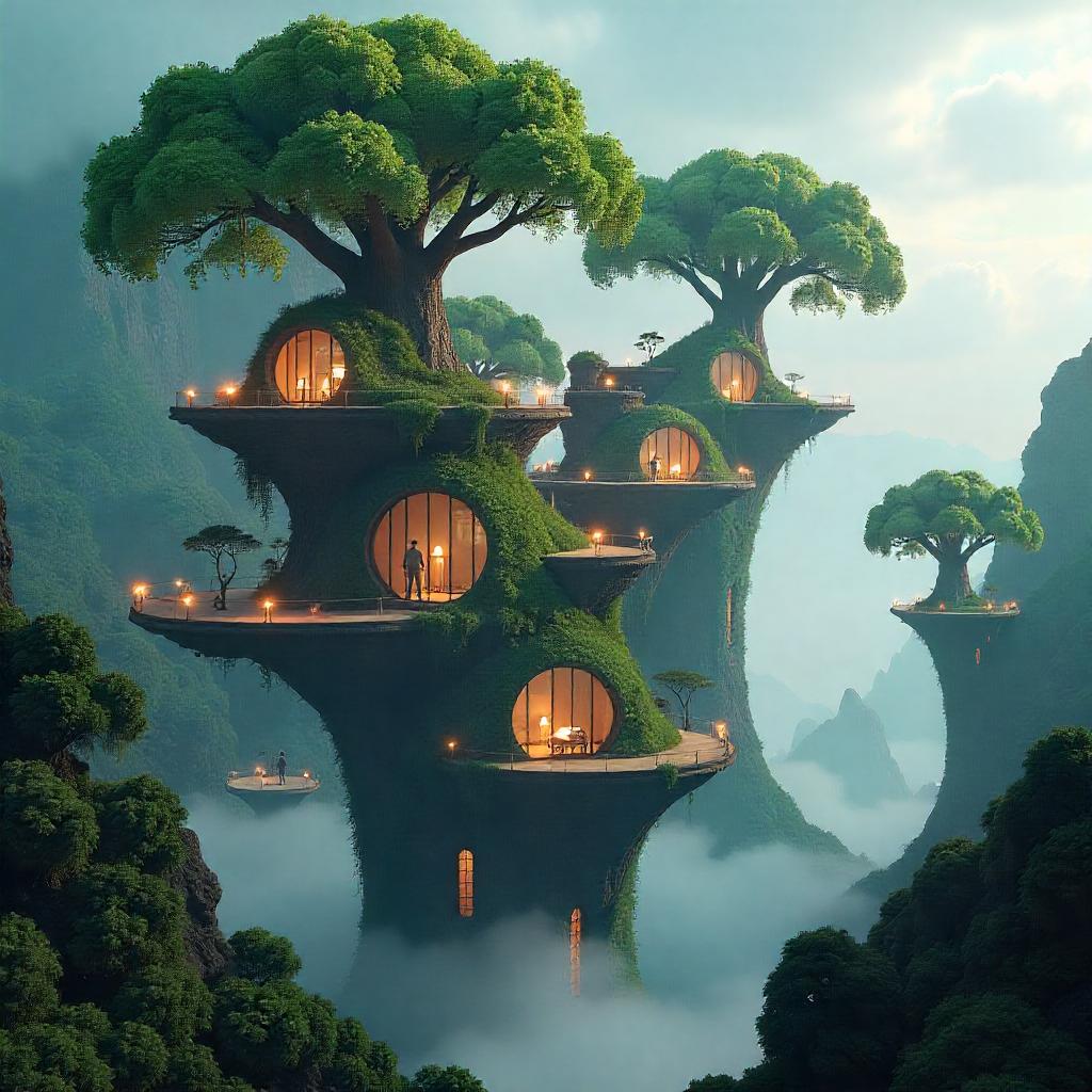 дома на деревьях