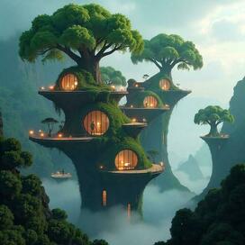 дома на деревьях