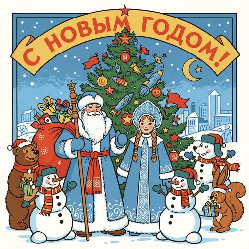 новогодняя советская открытка