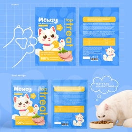 Дизайн упаковки корма для кошек & иллюстрации