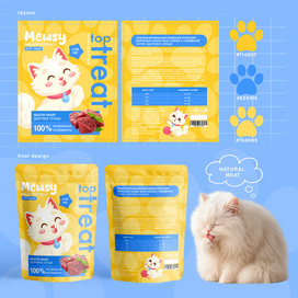 Дизайн упаковки корма для кошек & иллюстрации