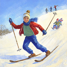 Маленький лыжник и его первая трасса