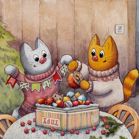 Флисовые котики. Ёлочное