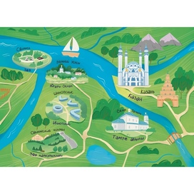 Карта достопримечательностей Татарстана