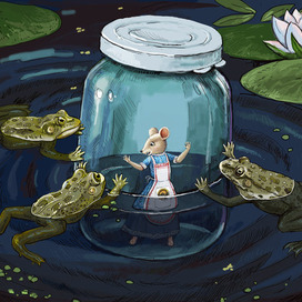 Мышка Аришка в стеклянной  банке.