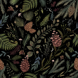 Бесшовный паттерн "Мистический лес"