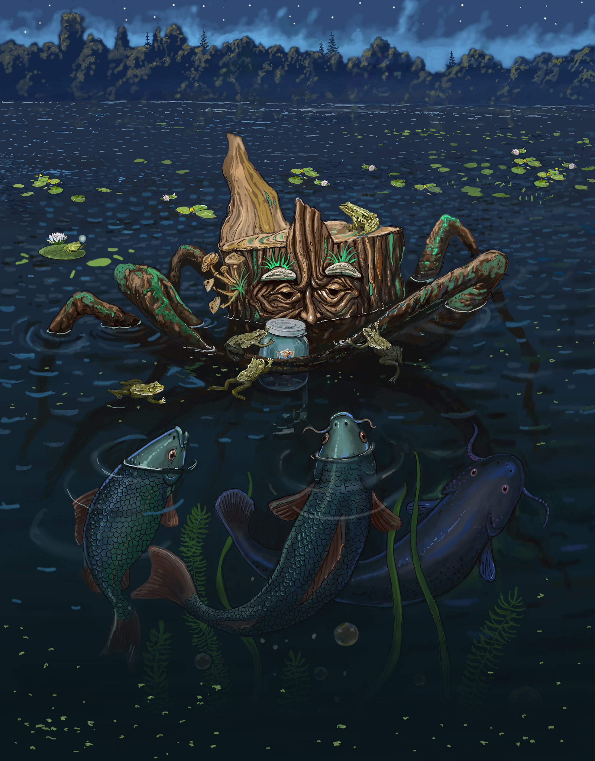 Пенёк спасает мышку Аришку.