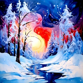 Времена года в стиле флюид-арт