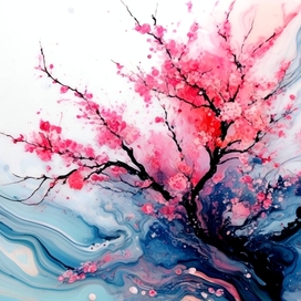 Времена года в стиле флюид-арт