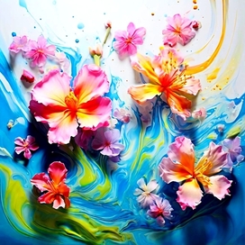 Времена года в стиле флюид-арт