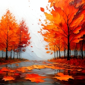 Времена года в стиле флюид-арт