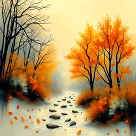 Времена года в стиле флюид-арт