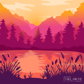 Векторная иллюстрация "Вечерний закат"