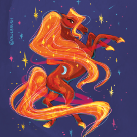 Огненная лошадь — новогодняя иллюстрация с магическим настроением