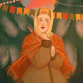 Зимняя иллюстрация в русском стиле 