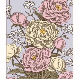 открытка с пионами