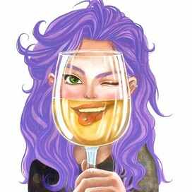 Вина? Праздничная иллюстрация акварелью в аниме стиле