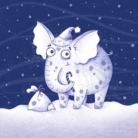 Слон с подарком 