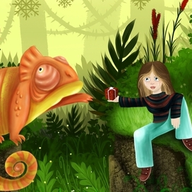 "Тайна затерянных джунглей". Иллюстрация для пазлов.