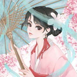 Нежная демоница под зонтом