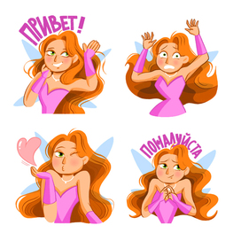 Стикеры для мессенджера с персонажем феей
