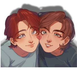 Фан-арт персонажей на полароидной карточке 